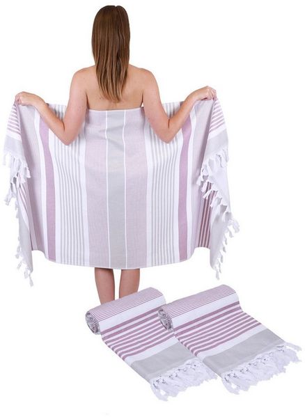 Betz Badetuch Hamamtuch 90x170 cm Badetuch Strandtuch Saunahandtuch, (2 Stück, 2-St), 100% Baumwolle, Farbe altrosa