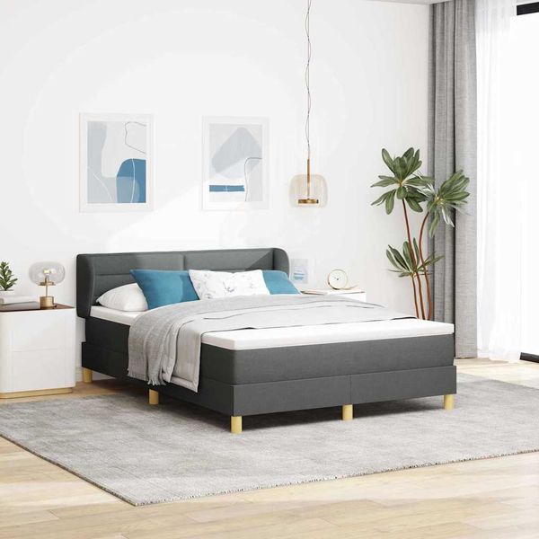 vidaXL Boxspringbett mit Matratze Dunkelgrau 140 x 190 cm Stoff 3340144