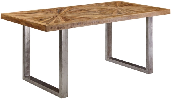 Esstisch Mango Massivholz Esszimmertisch 180 x 76,5 x 90 cm, Küchentisch Loft Natur, Holztisch Massiv mit Metallgestell, Industrial Tisch