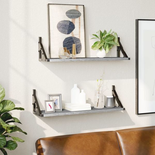 vidaXL Wandregale 2 Stk. Grau Sonoma 60x15x15,5 cm 836326