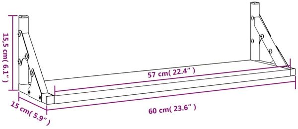 vidaXL Wandregale 2 Stk. Grau Sonoma 60x15x15,5 cm 836326 Bild 10