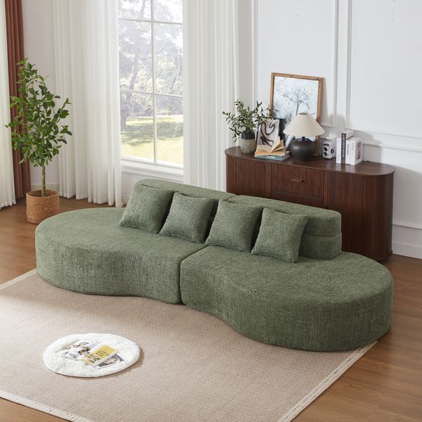 3-Sitzer modulares Sofa H 65 x T 310 x B 110 cm aus Chenille, 2-teilig kombinierbar