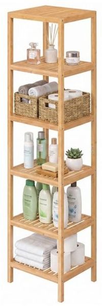 SONGMICS Bambusregal mit 6 Ebenen, Küchenregal, Standregal für Wohnzimmer, Bad, Flur, 33 x 33 x 178,5 cm, beige