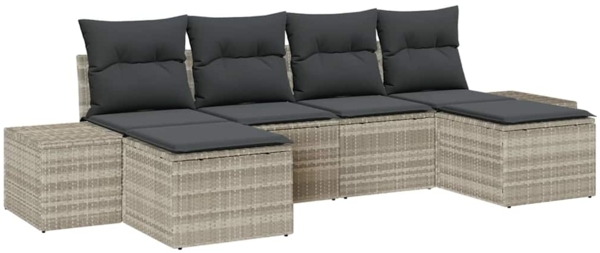 vidaXL Garten-Sofa-Set mit Kissen 4 pcs Hellgrau Poly-Rattan 3355841