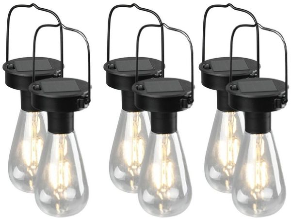 Reality Leuchten LED Solarleuchte, Dämmerungssensor, LED fest integriert, 6erSet Solar-lichter Hängeleuchte Outdoor hängend Garten & Balkon Ø7cm