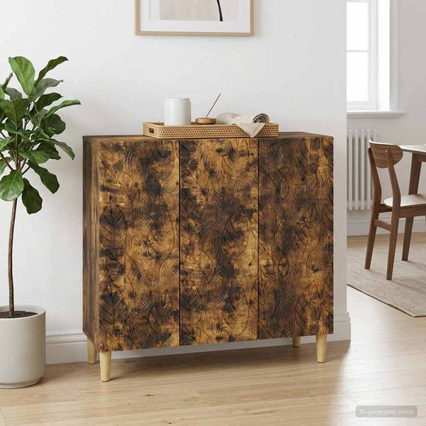 vidaXL Sideboard Geräucherte Eiche 89 x 34,5 x 80 cm Holzwerkstoff 895110