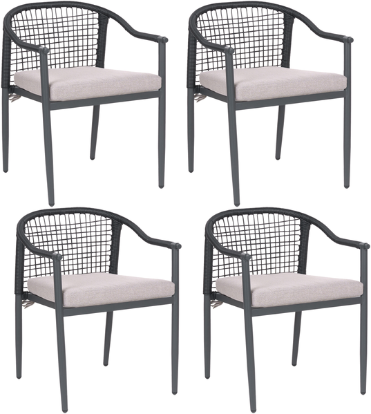 Set mit 4 Stühlen und Sitzkissen OZZERO Metall Schwarz