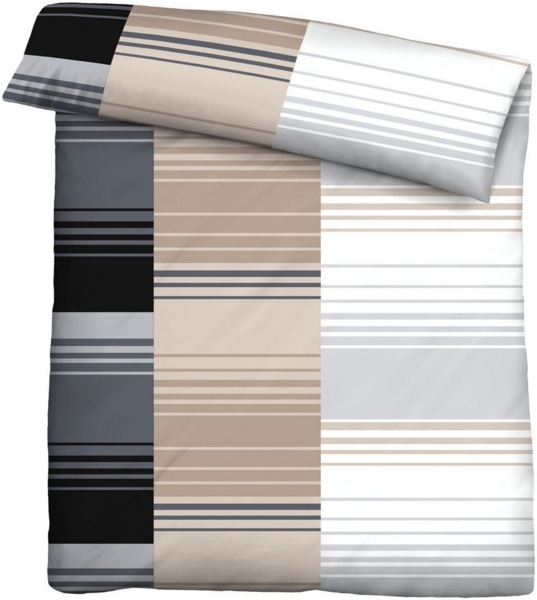 Traumhaft schlafen - Castell - Markenbettwäsche Baumwoll Renforce Bettwäsche 0040561 STREIFENMIX, basalt, 1x 155x220 cm + 1x 80x80 cm Bild 3