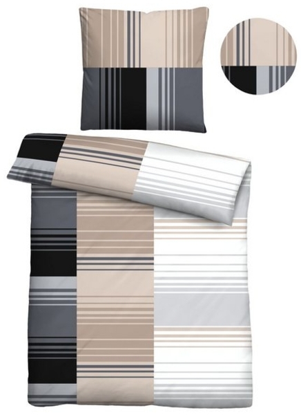 Traumhaft schlafen - Castell - Markenbettwäsche Baumwoll Renforce Bettwäsche 0040561 STREIFENMIX, basalt, 1x 155x220 cm + 1x 80x80 cm Bild 4