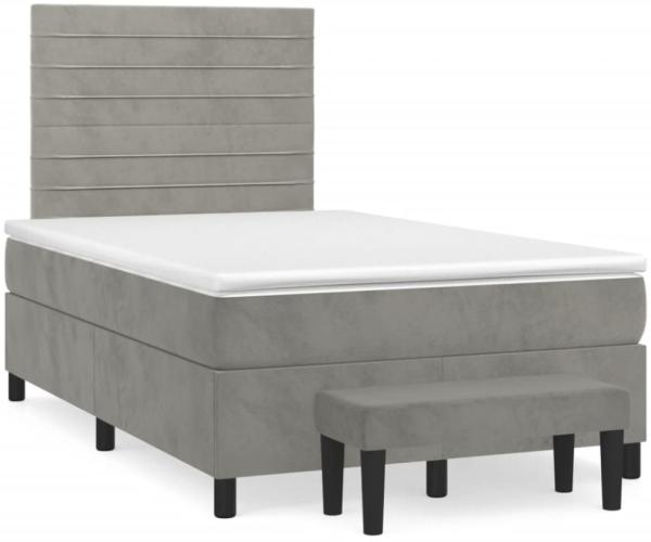 vidaXL Boxspringbett mit Matratze Hellgrau 120x190 cm Samt 3270475