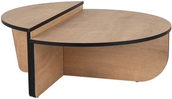 Dmora Wohnzimmertisch Dain, Niedriger Wohnzimmertisch, Kaffeeregal, Couchtisch für Sofa, 90x60 h35 cm, Eiche und Schwarz