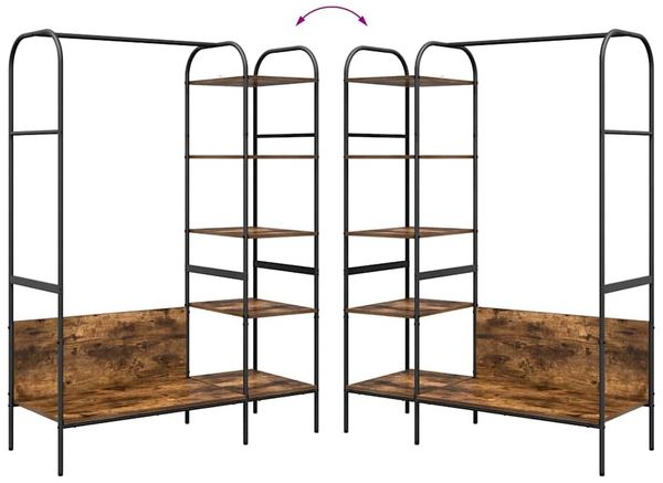 vidaXL Kleiderständer mit Regal Braun Eichen-Optik 120 x 44 x 160 cm 868447 Bild 11