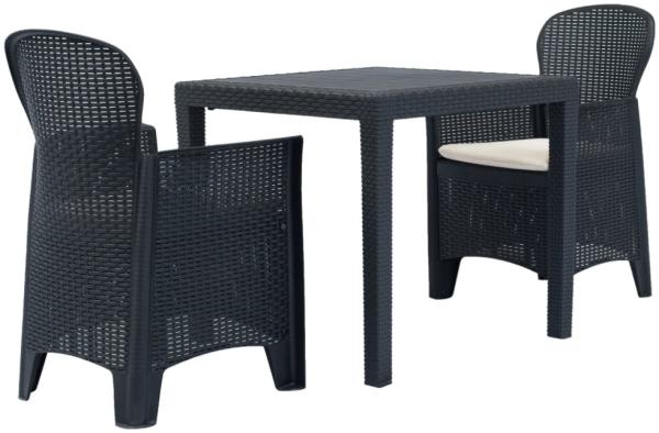 vidaXL 3-tlg. Bistro-Set Kunststoff Anthrazit Rattan-Optik 276113