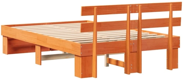 vidaXL Bettrahmen Wachsbraun 120 x 200 cm Massives Kiefernholz 872487 Bild 6