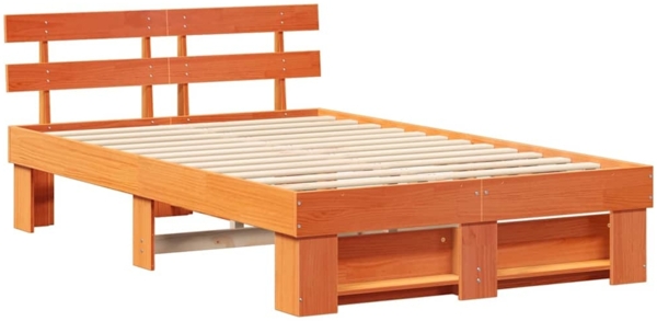 vidaXL Bettrahmen Wachsbraun 120 x 200 cm Massives Kiefernholz 872487 Bild 1