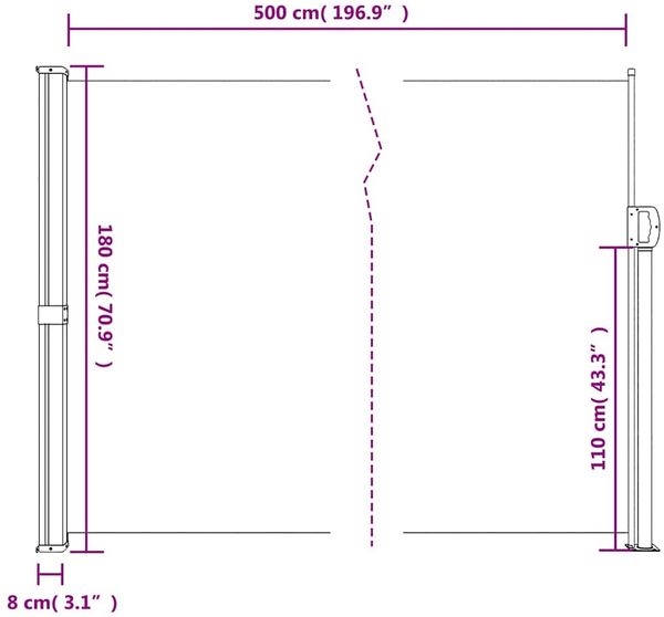 vidaXL Seitenmarkise Ausziehbar Beige 180x500 cm 4004450 Bild 10