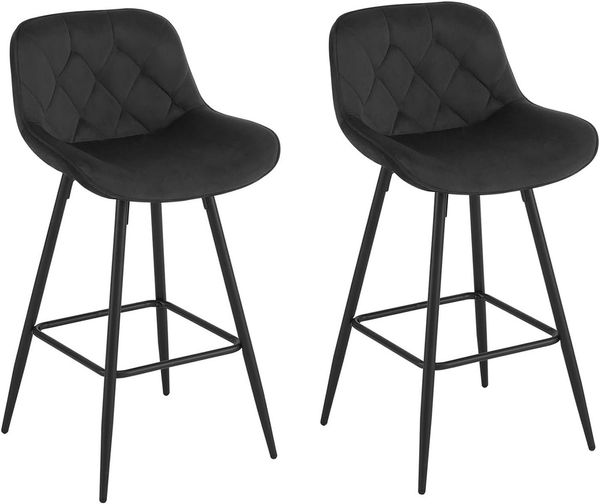 EUGAD Barhocker (2 St), Samt Barstühle, ergonomisch, mit Metallbeinen, Fußstütze