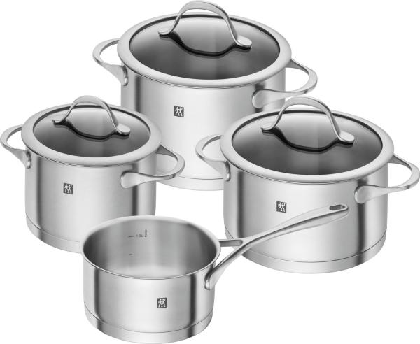 Zwilling Essence Set aus 4 Edelstahltöpfen mit Deckel