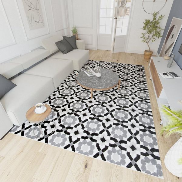 Mazovia Designteppich Modern Teppich Kurzflor Wohnzimmerteppich Robust und pflegeleicht GRAU, 120 x 170 cm, Fußbodenheizung, Allergiker geeignet, Farbecht, Pflegeleicht