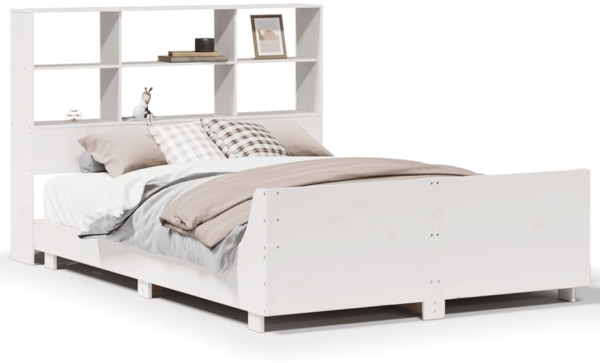 vidaXL Massivholzbett ohne Matratze Weiß 120x190 cm Kiefernholz 3323708