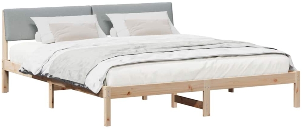 vidaXL Bettgestell Braun und hellgrau 200 x 200 cm Massivholz Kiefer 3394328 Bild 2
