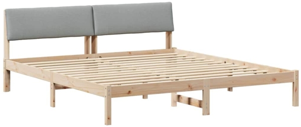 vidaXL Bettgestell Braun und hellgrau 200 x 200 cm Massivholz Kiefer 3394328 Bild 1