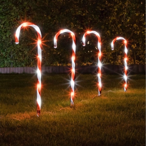 Gravidus LED Gartenleuchte 4er Set LED Zuckerstangen Gartenstecker Weihnachtsdeko Bild 3