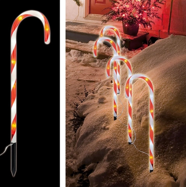 Gravidus LED Gartenleuchte 4er Set LED Zuckerstangen Gartenstecker Weihnachtsdeko Bild 2