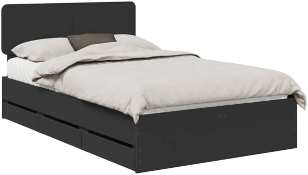 vidaXL Bettrahmen mit Schubladen Schwarz 120 x 200 cm Ingenieurs Holz 3412207