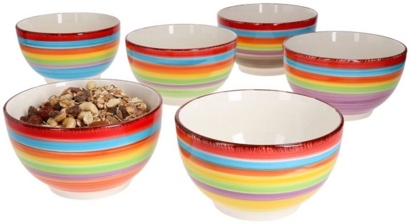 6er Set Ibiza Rainbow Bowl-Schalen 600ml Müsli Salat Dessert bunte Schüssel