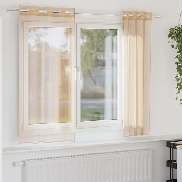 vidaXL Voile Vorhänge mit Ösen 2 Stk. Sandfarbe 4102120
