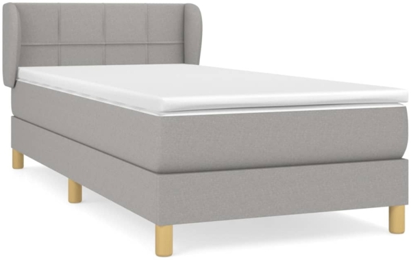vidaXL Boxspringbett mit Matratze Hellgrau 90x190 cm Stoff 3126765