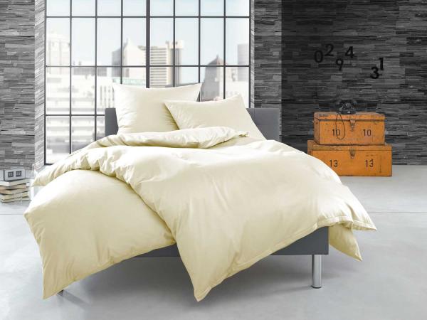 Schweizer Mako Satin Bettwäsche beige – 155x220 + 80x80 cm