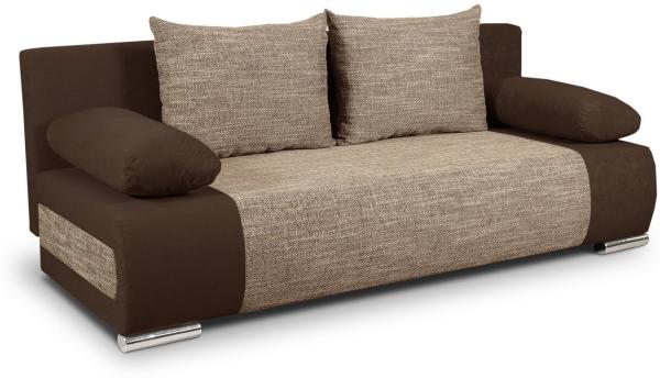 Schlafsofa Naki - Sofa mit Schlaffunktion und Bettkasten, Bettsofa, Couch (Braun + Beige (Alova 68 + Berlin 03))