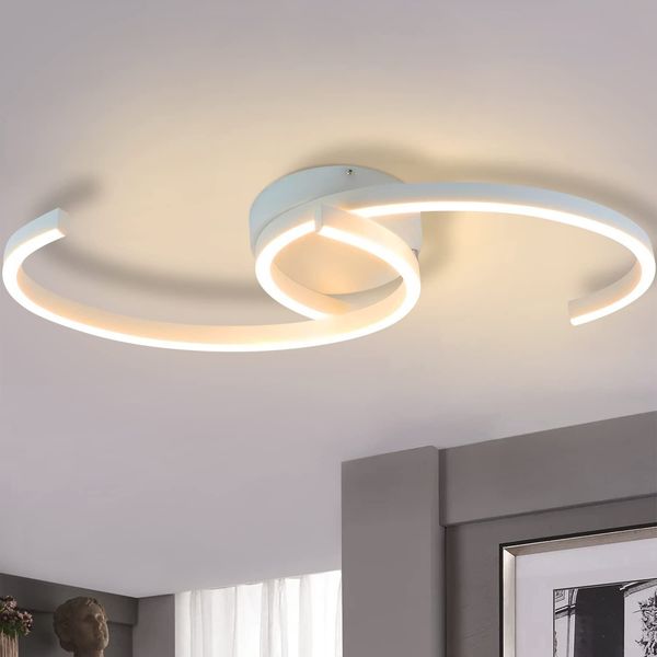 ZMH Deckenlampe LED Deckenleuchte Schlafzimmer - Schlafzimmerlampe Modern 24W Wohnzimmer Deckenbeleuchtung 60CM Wohnzimmerlampe Weiß Küchelampe Warmweiß für Schlafzimmer Küche Flur Esszimmer