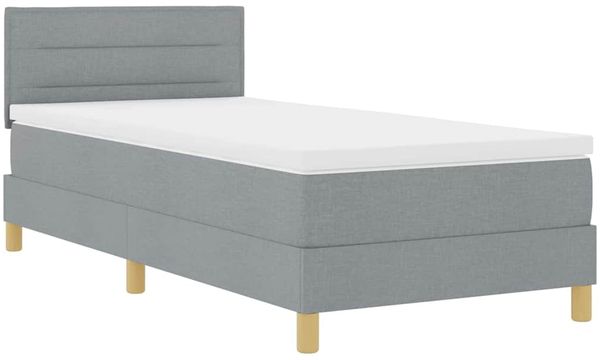 vidaXL LED Boxspringbett mit Kopfteil Hellgrau 80 x 200 cm Stoff 3342317 Bild 2