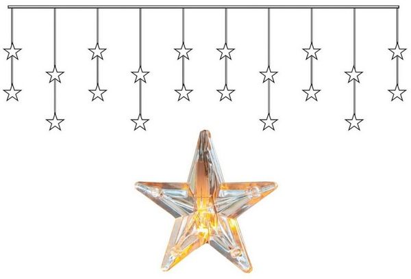 MARELIDA LED-Lichtervorhang LED Lichtervorhang 20 leuchtende Sterne 180x40 cm Trafo Innen Fenster, 20-flammig