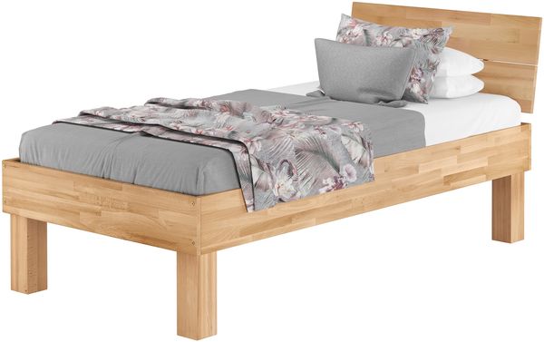 Einzelbett Buche 100x200 stabil hoch Massivholzbett Seniorenbett Zubehör wählbar V-60.81-10ohne Zubehör