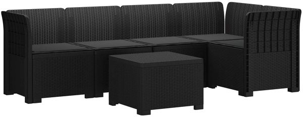 vidaXL 5-Sitzer Gartensofa mit Kissen Rattan-Look PP Anthrazit 3444071