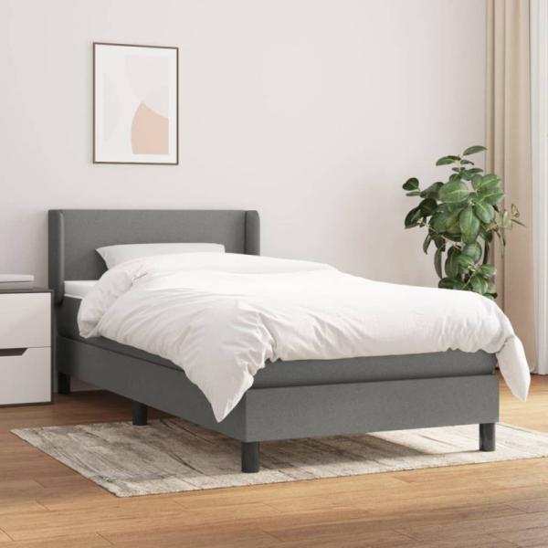 Boxspringbett mit Matratze Dunkelgrau 90x200 cm Stoff (Farbe: Grau)