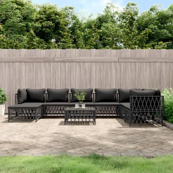 vidaXL 9-tlg. Garten-Lounge-Set mit Kissen Anthrazit Stahl 3186915