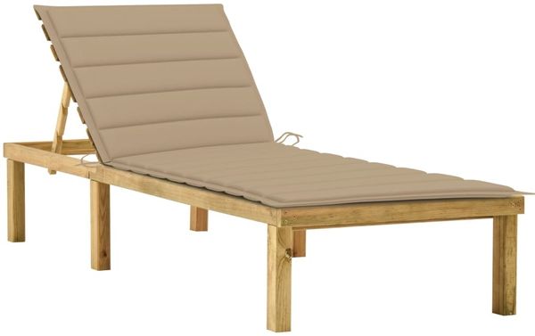 vidaXL Sonnenliege mit Beiger Auflage Imprägniertes Kiefernholz 3065852