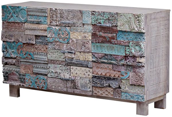 Indische Kommode Anida, Mangoholz, 140 x 40 x 80 cm