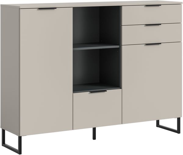 Highboard >Noida< in kaschmir - 112x150x37cm (BxHxT)