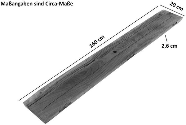 SAM® Wandregal Amara, massives Akazienholz, Baumkante, verschiedene Größen