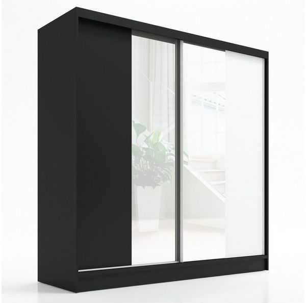 A&J MöbelLand GmbH Schiebetürenschrank SOLO 2-türiger Kleiderschrank mit Spiegel und Kleiderstangen (TOP ANGEBOT! Geräumiger Schrank mit einer Breite von 200 cm und Spiegel, ideal zur Aufbewahrung von Kleidung und Accessoires. TOP PRODUKT! Wählen Sie d...