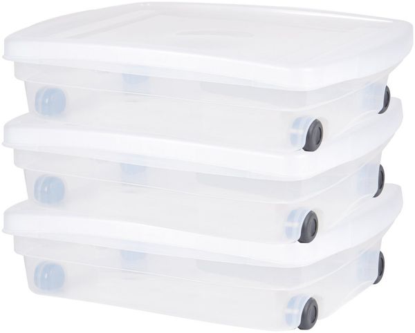 ONDIS24 Aufbewahrungsbox Kunststoffbox, Rollbox, Spielzeugkiste, Aufbewahrungsbox, mit Deckel und Rollen, stapelbar