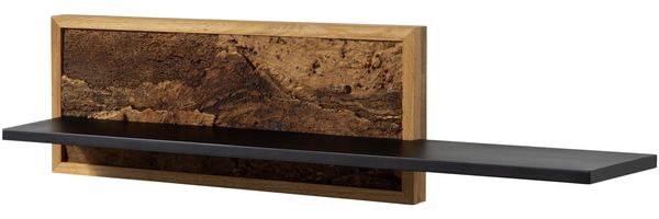 Wandregal 113x23x28 schwarz / natur geölt LINDAU #105