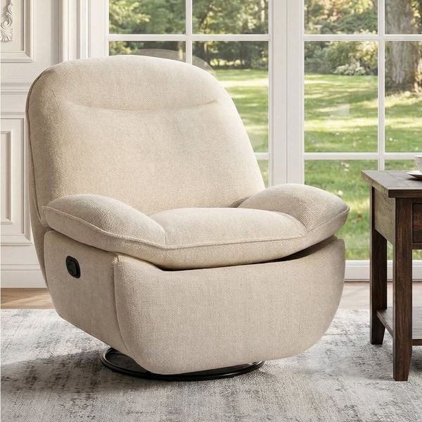 FLEXISPOT Sessel gemütlicher TV-Sessel, Relaxsessel (Versteckter Stauraum, 105° - 145° verstellbar, Drehsessel mit Rocking, Ruhesessel für Senioren & Stillenden), 159 KG belastbar, Inkl. Eine Strickdecke (1,3x1,7 m)