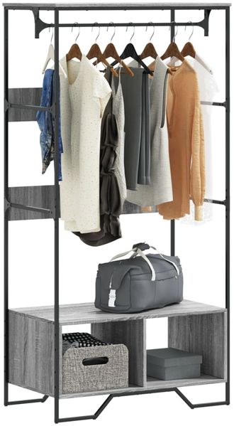 vidaXL Kleiderständer Grau Sonoma 90x50x180 cm Holzwerkstoff 848672